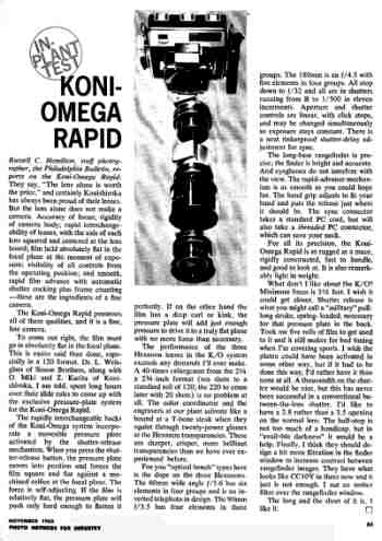 In-Plant Test Koni-Omega Rapid, PMI, Nov. 1965